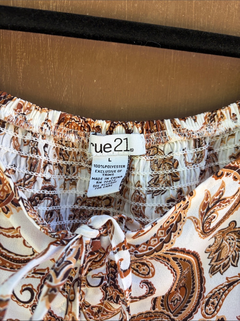 Rue21 Cream and Brown Paisley Peasant Blouse - Picture 8 of 8